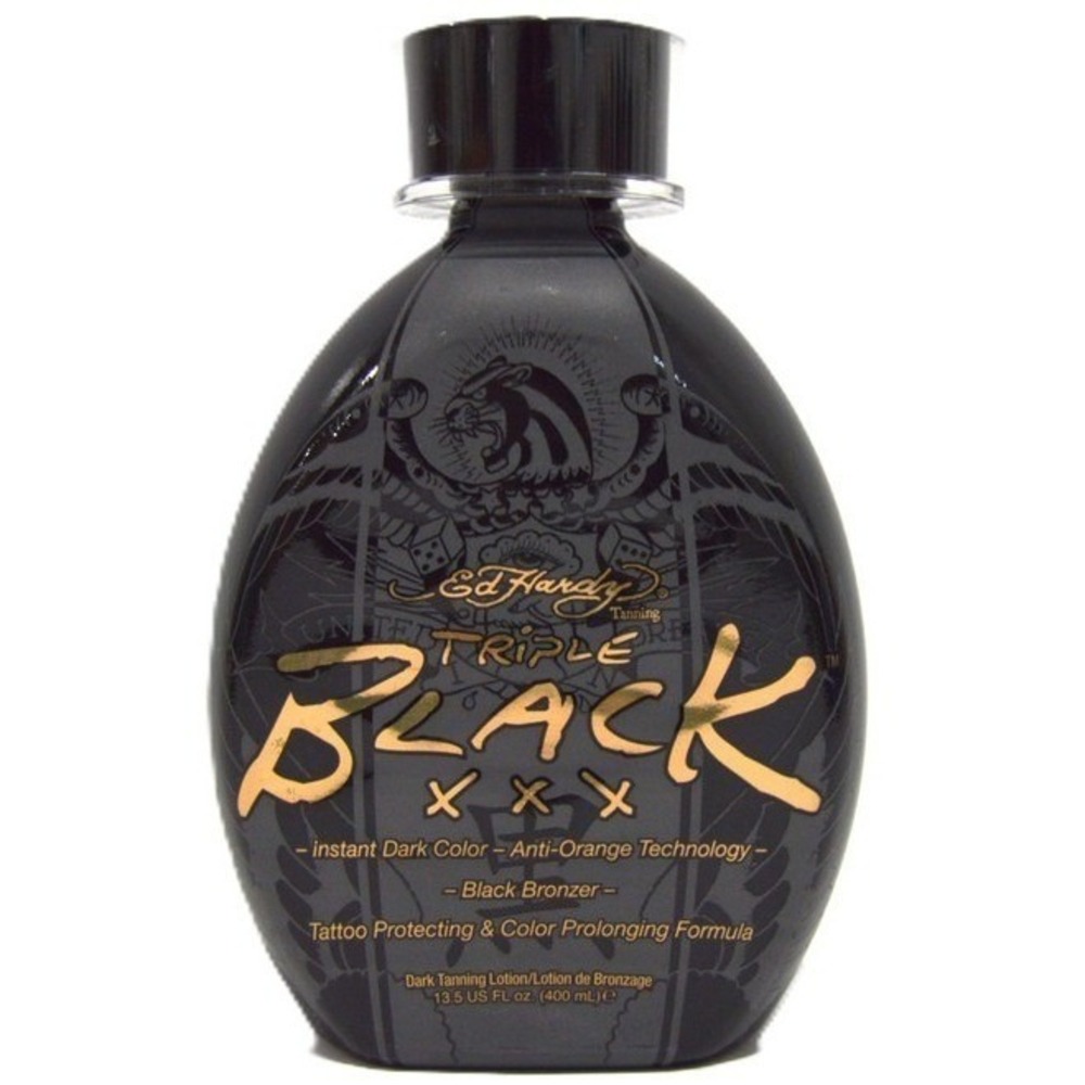 Ed Hardy Triple Black XXX Dark Tanning Lotion Bronzer Tattoo Protecting 13.5oz
